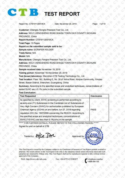 Porcellana Chengdu Fengke Precision Tool Co., Ltd. Certificazioni